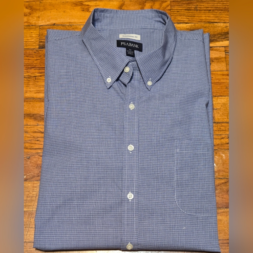 Jos A Bank Shirt Mens 3X Blue Check Traditional Fit Button Down